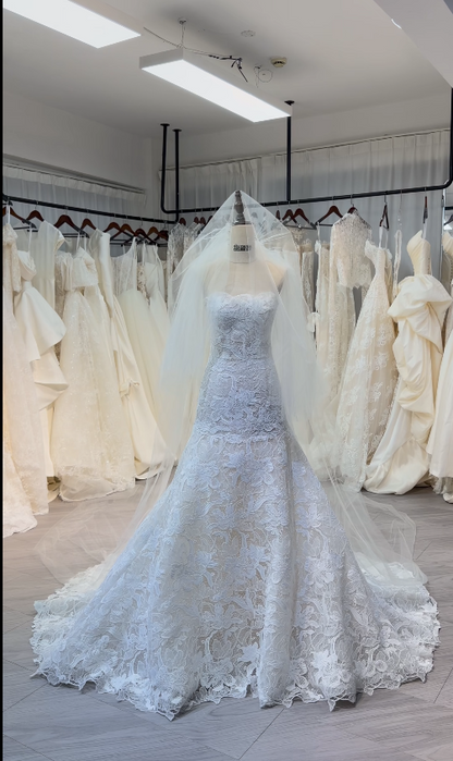 Chic White Wedding Dress A-Line Lace Bridal Gown DP08136