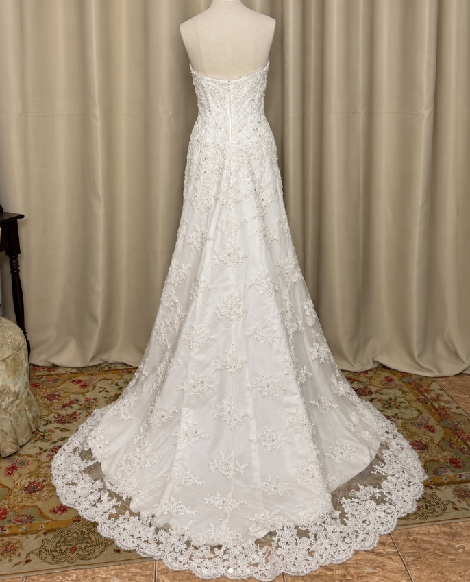 Robe de mariée blanche simple bustier coupe trapèze en dentelle robe de mariage longue DP08184