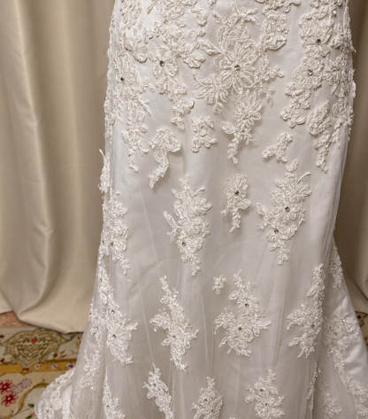 Robe de mariée blanche simple bustier coupe trapèze en dentelle robe de mariage longue DP08184