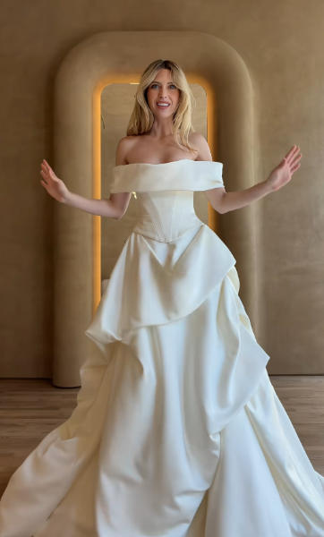 Schönes weißes Brautkleid, A-Linie, Satin, langes Hochzeitskleid DP08191