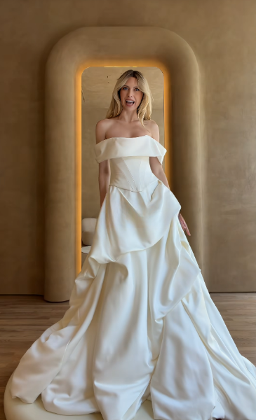 Schönes weißes Brautkleid, A-Linie, Satin, langes Hochzeitskleid DP08191