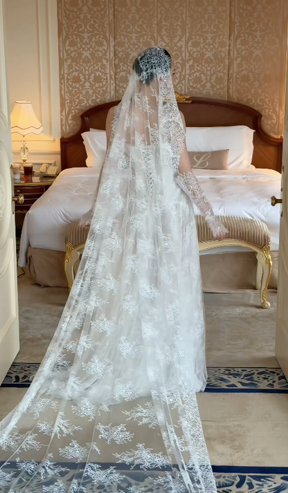 Pretty White Bridal Gown A-Line Lace Long Wedding Dress DP08195