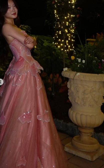 Fairy Coral Prom Dress A-Line Tulle Long Evening Dress DP08205
