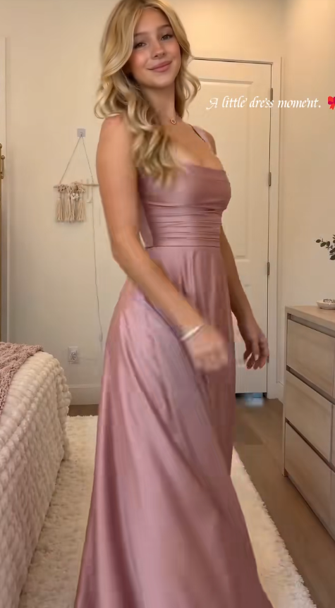 Fairy Dusty Pink Prom Dress A-Line Satin Long Evening Dress DP08208