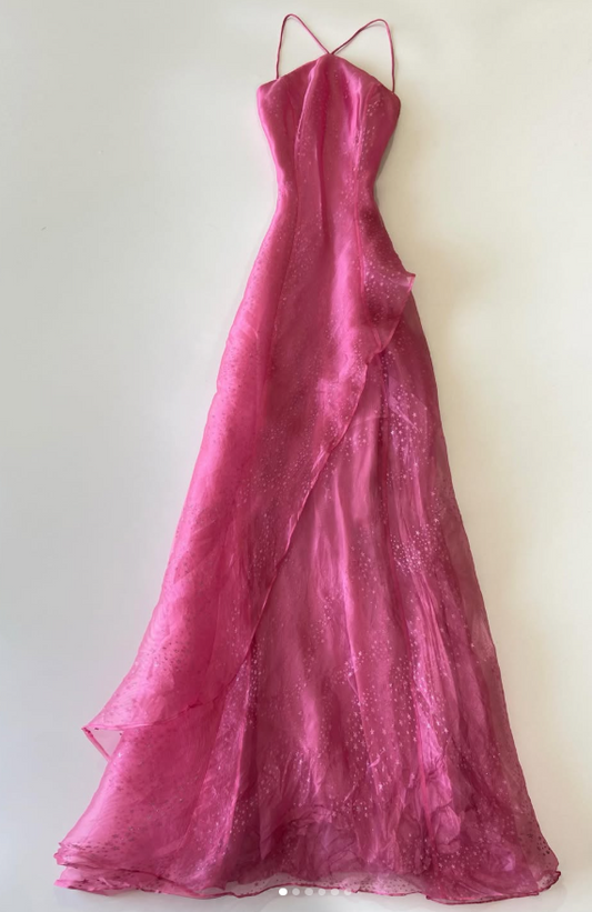 Robe de bal sirène longue en tulle rose fuchsia Fairy DP08209