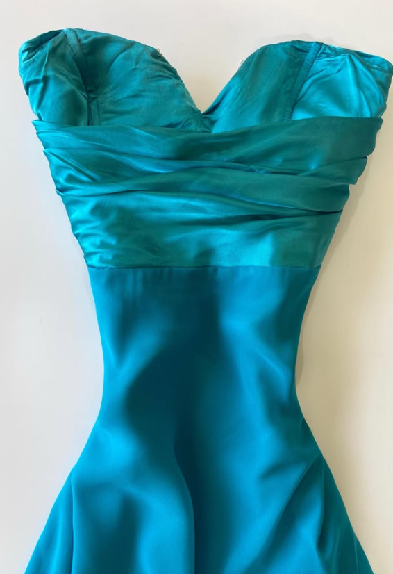 Élégante robe de bal bleue fourreau en mousseline, robe de soirée longue DP08211