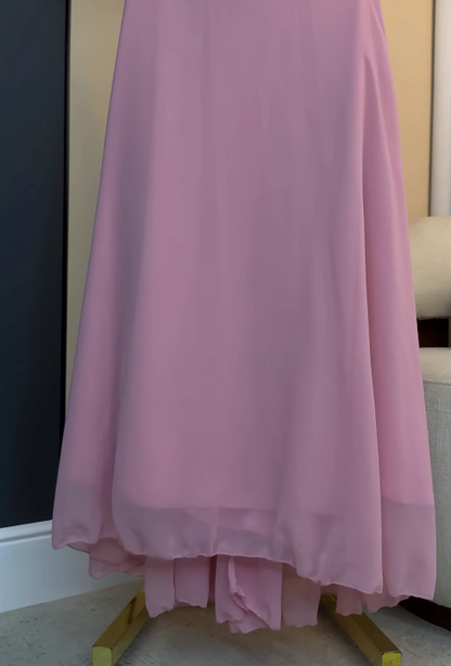 Elegant Pink Prom Dress Sheath Chiffon Sequins Long Evening Dress  DP08218