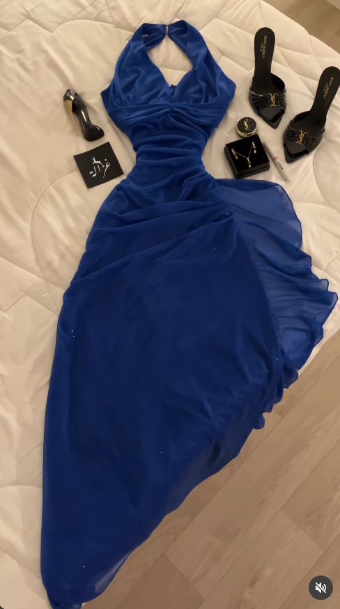 Elegant Navy Blue Prom Dress Sheath Chiffon Long Evening Dress DP08219