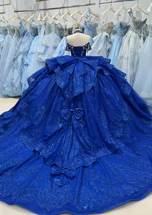 Fairy Ball Gown Tulle Quinceanera Dress Blue Sweet 16 Dress DP08220