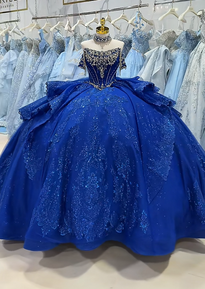 Fairy Ball Gown Tulle Quinceanera Dress Blue Sweet 16 Dress DP08220