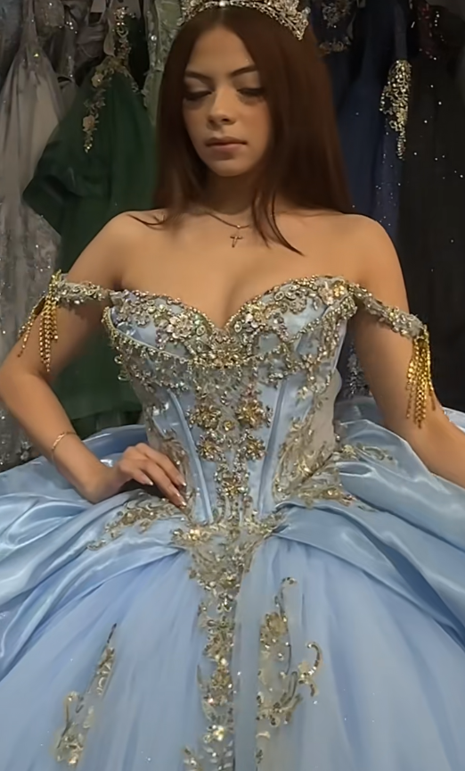 Magnifique robe de bal bleu pour 16 ans, avec appliqués et tulle, robe de quinceañera DP08245
