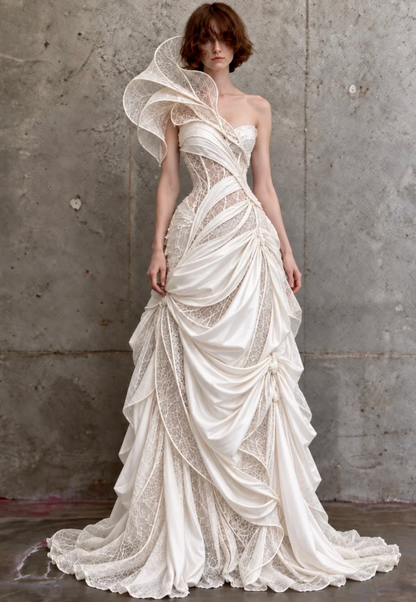 Robe de mariée blanche glamour fourreau en satin robe de mariée longue DP08249
