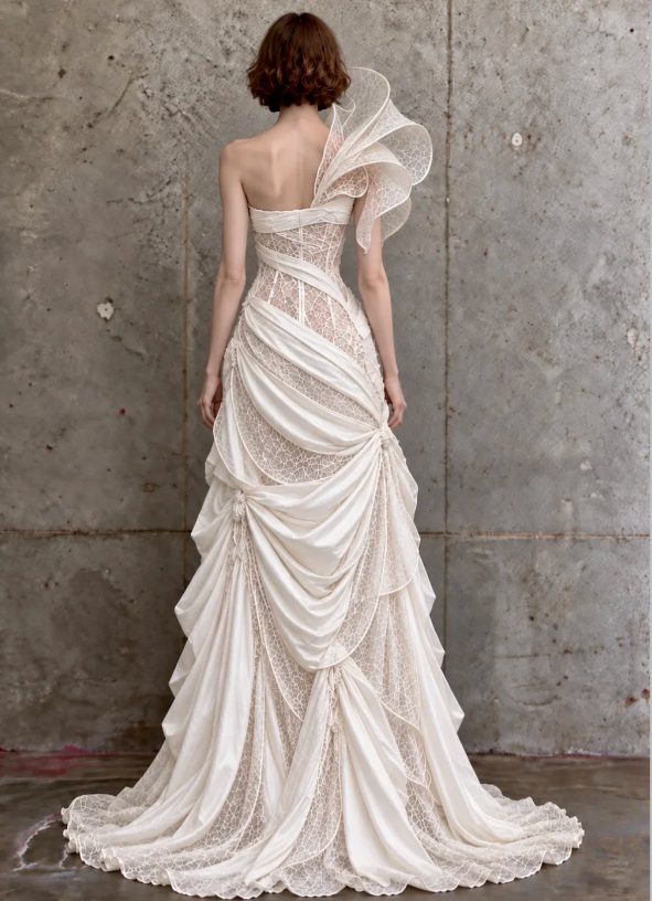 Robe de mariée blanche glamour fourreau en satin robe de mariée longue DP08249