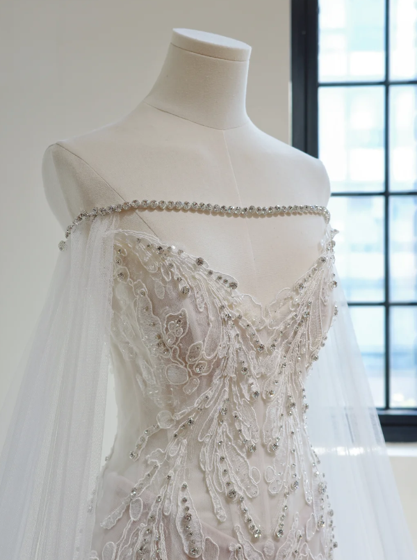 Robe de mariée blanche glamour sirène en tulle perlé robe de mariage longue DP08255