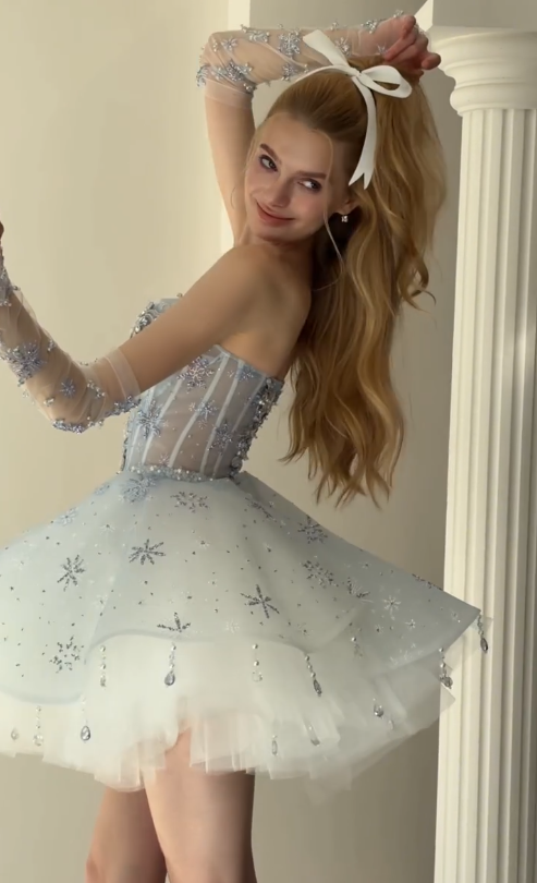 Cute Blue Short Prom Dress A-Line Tulle Birthday Party Dress DP08257