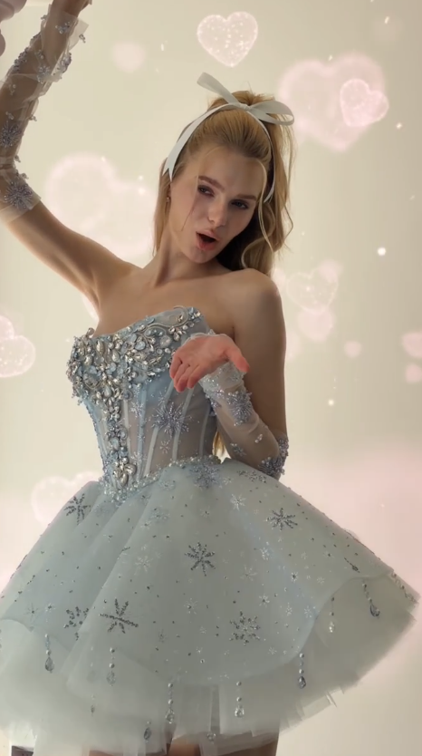 Cute Blue Short Prom Dress A-Line Tulle Birthday Party Dress DP08257