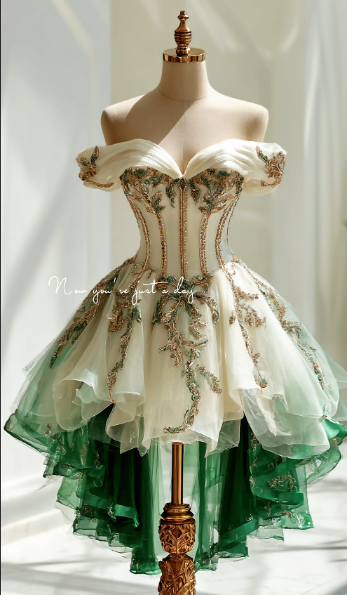 Cute Green Short Prom Dress A-Line Tulle Birthday Party Dress DP08260