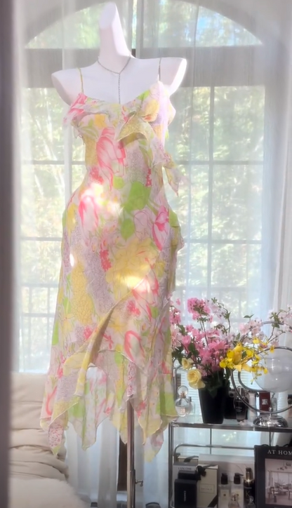 Niedliches kurzes Ballkleid mit Blumenmuster, figurbetontes Chiffonkleid für Geburtstagsfeiern DP08261