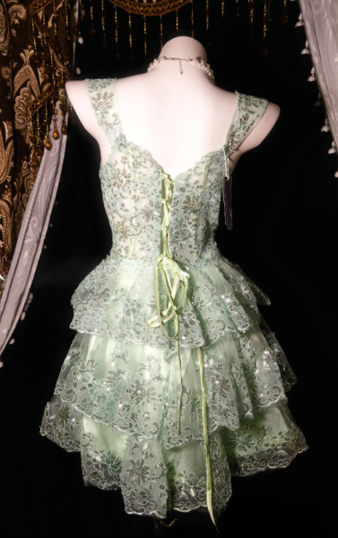 Cute Green Short Prom Dress A-Line Sequins Tulle Birthday Party Dress DP08265