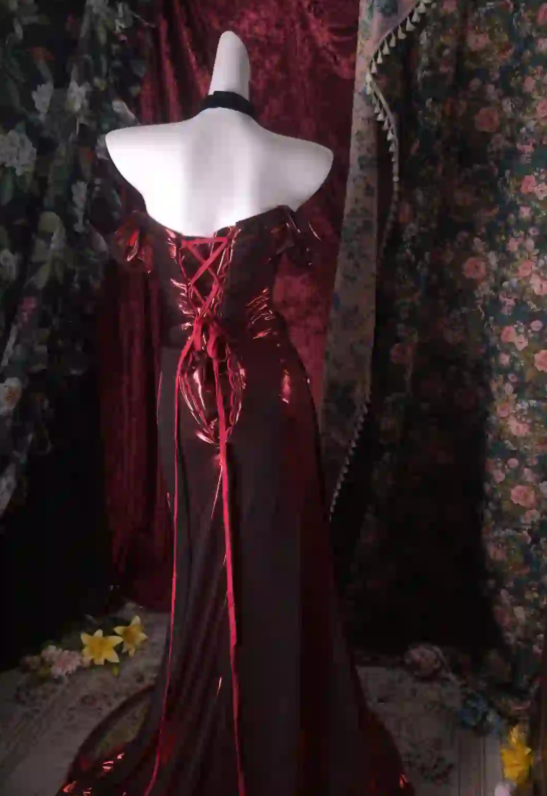 Jolie robe de bal bordeaux, robe de soirée longue fourreau en satin DP08278