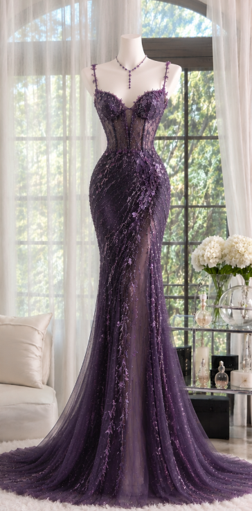 Schönes marineblaues, figurbetontes, perlenbesetztes langes Abendkleid aus Chiffon DP08284