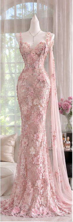 Pretty Pink Prom Dress Sheath Lace Slit Long Evening Dress DP08290