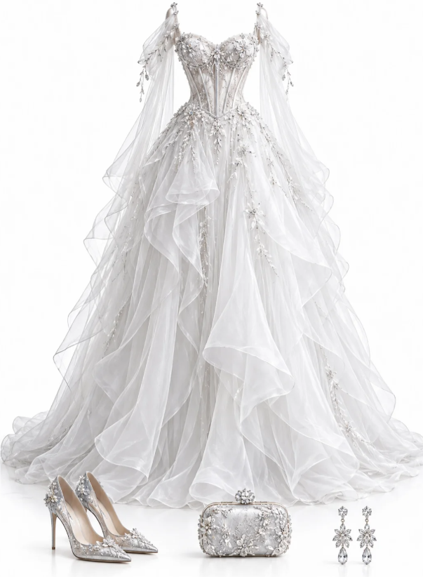Pretty White Prom Dress A-Line Tulle Long Evening Dress DP08294