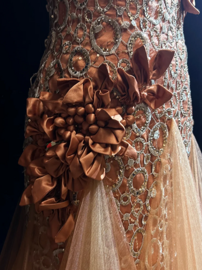 Pretty Orange Prom Dress Sheath Tulle Long Evening Dress DP08298