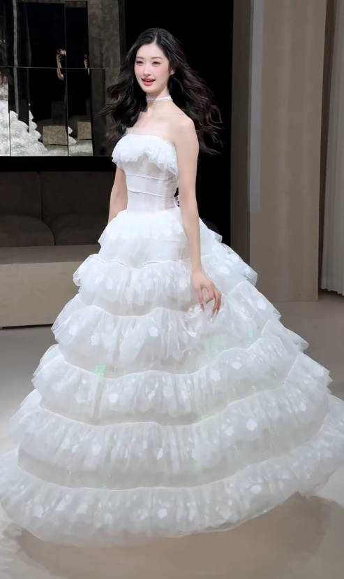 Glam A-Line Lace Long Wedding Dress White Bridal Gown DP08303