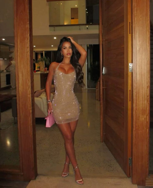 Sexy Sheath Champagne Short Summer Birthday Dress Hoco Dress Birthday Outfit 19th Birthday Mini Party Dresses DP1025