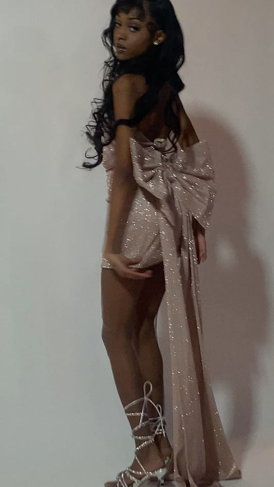 Sexy Sheath Strapless Pink Sequin Short Summer Birthday Dress Hoco Dress Birthday Outfit 18th Birthday Mini Party Dresses DP1036