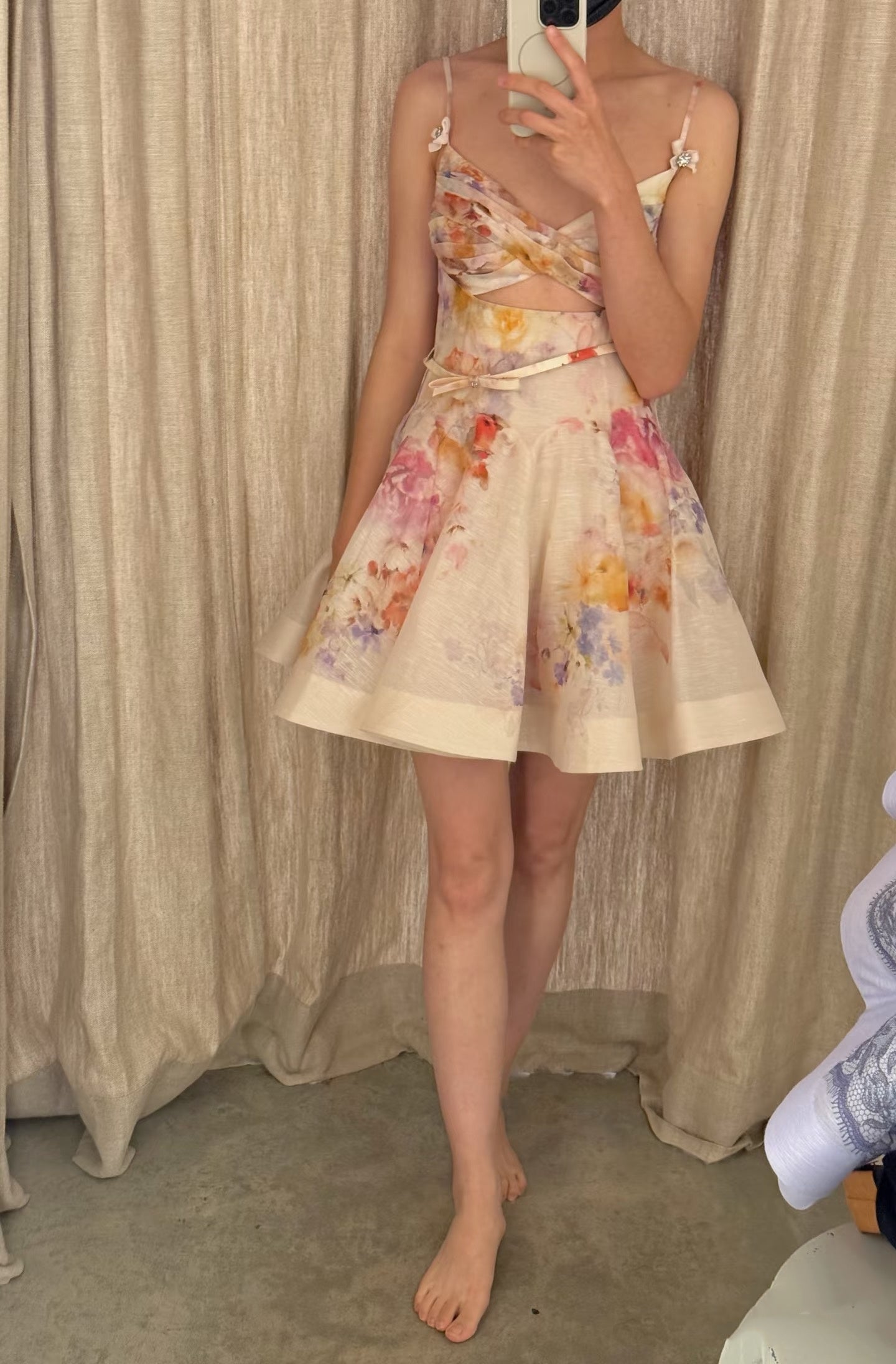Sexy A Line Spaghetti Straps Pink Floral Short Summer Birthday Dress Hoco Dress Birthday Outfit 18th Birthday Mini Party Dresses DP1051