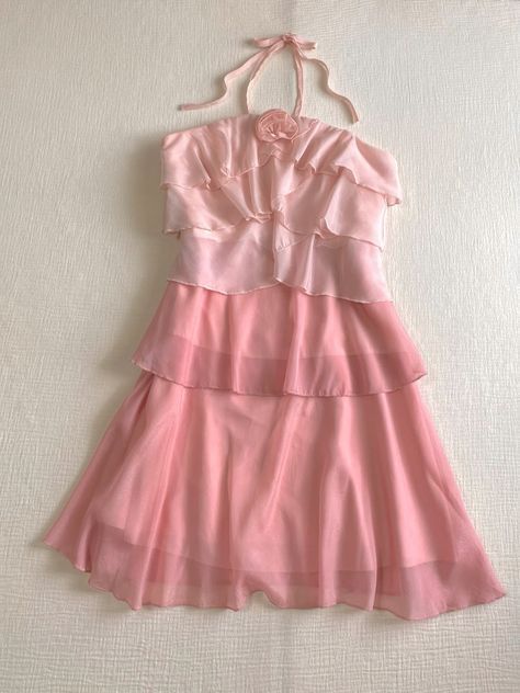 Jolie robe d'été en mousseline de soie rose à volants et col licou, sans manches, tenue d'anniversaire Hoco, mini robe de cocktail pour 19e anniversaire, DP1176