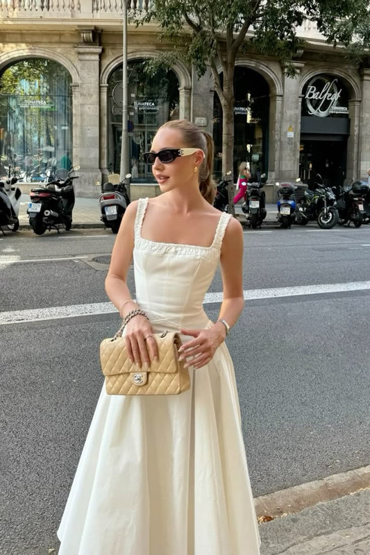 Elegant Wedding Guest Outfit A line White Night Dresses Summer Wedding Guest Dresses Graduation Dresses DP1260