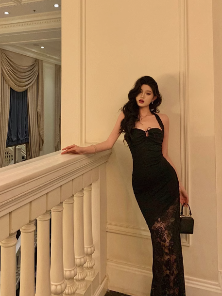 Elegant Mermaid Spaghetti Straps Black 21st Birthday Dress Party Gown Birthday Outfits Birthday Dress Ideas For Women DP1281