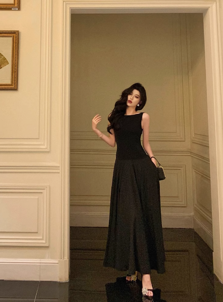 Elegantes schwarzes ärmelloses A-Linien-Kleid zum 21. Geburtstag, Partykleid, Geburtstags-Outfits, Geburtstagskleid-Ideen für Frauen, DP1290