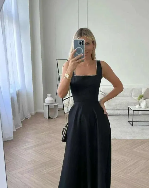 Classic Bridal Gown A line Square Satin White Summer Wedding Dresses Minimalist Bridal Gowns DP1370