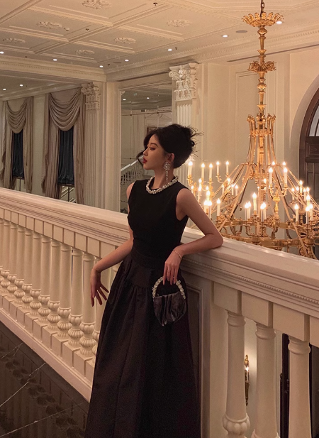 Simple A line Jewel Black Sleeveless 23rd Birthday Dress Party Gown Birthday Outfits Birthday Dress Ideas For Women DP1435