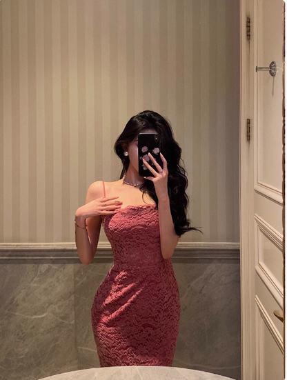 Elegant Mermaid Spaghetti Straps Lace 21st Birthday Dress Party Gown Birthday Outfits Birthday Dress Ideas For Women DP1439