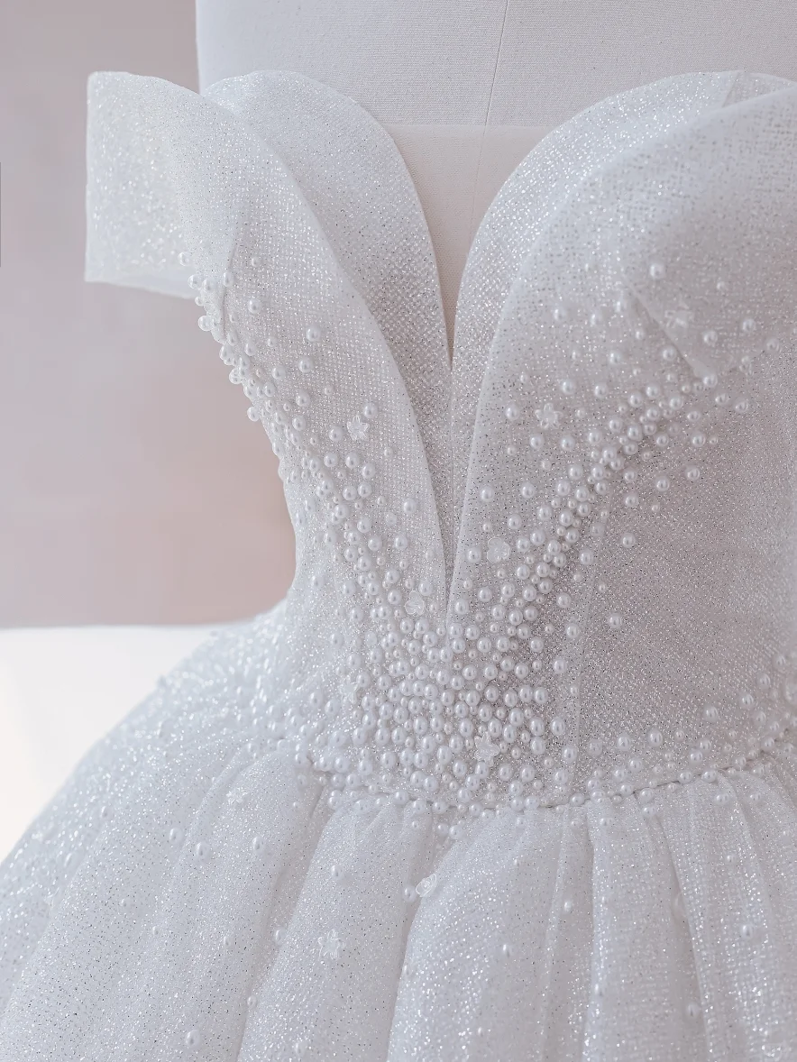Glitzer Brautkleider Ballkleid Off The Shoulder Pailletten Brautkleid Lange Brautkleider DP1493