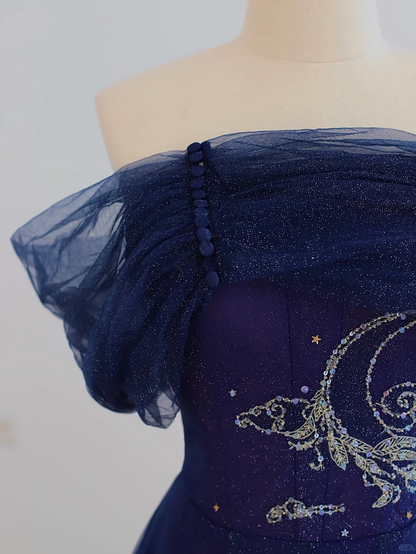 Robe de bal élégante et glamour, épaules dénudées, en tulle raisin, robe de soirée, DP1503
