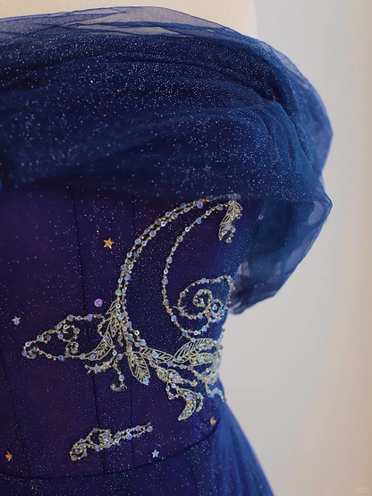 Robe de bal élégante et glamour, épaules dénudées, en tulle raisin, robe de soirée, DP1503