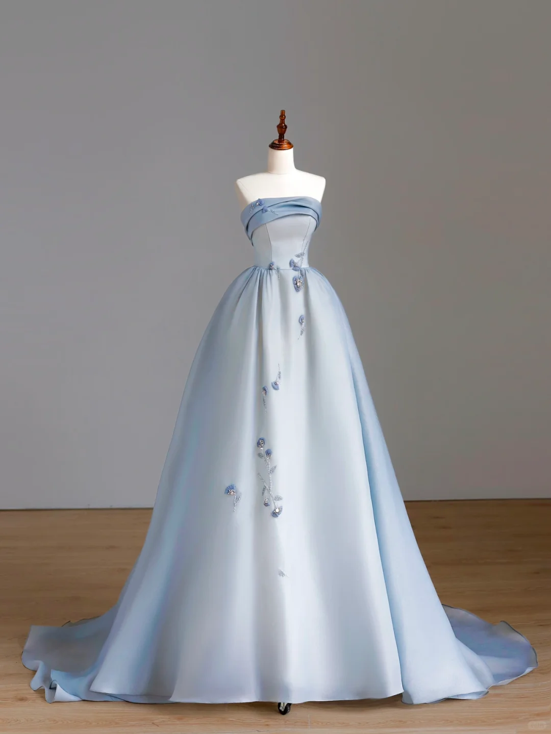 Robe de soirée élégante et glamour, sans bretelles, bleue, tenue d'anniversaire, pour femme, DP1548