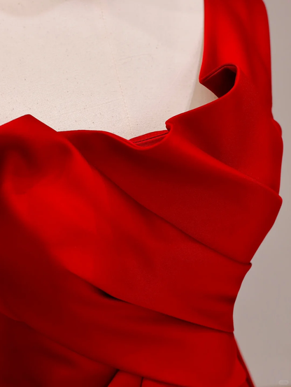 Robe de soirée longue rouge élégante et glamour, style sirène, asymétrique, DP1541