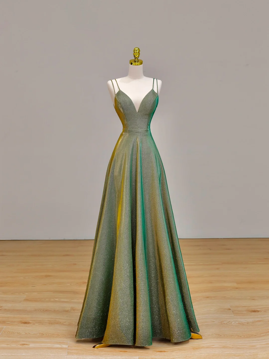 Elegant Glamour Ball Gown Spaghetti Straps Sequin Green Long Prom Dress Party Dress Evening Dresses DP1542