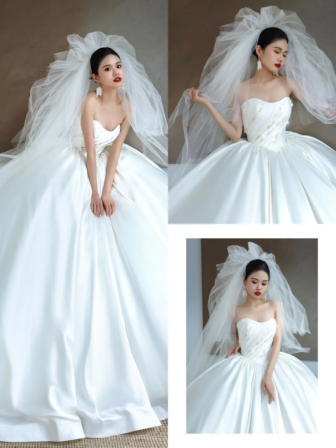 Pretty Wedding Dress Ball Gown Sweetheart White Satin Wedding Dresses Bridal Gowns DP1561