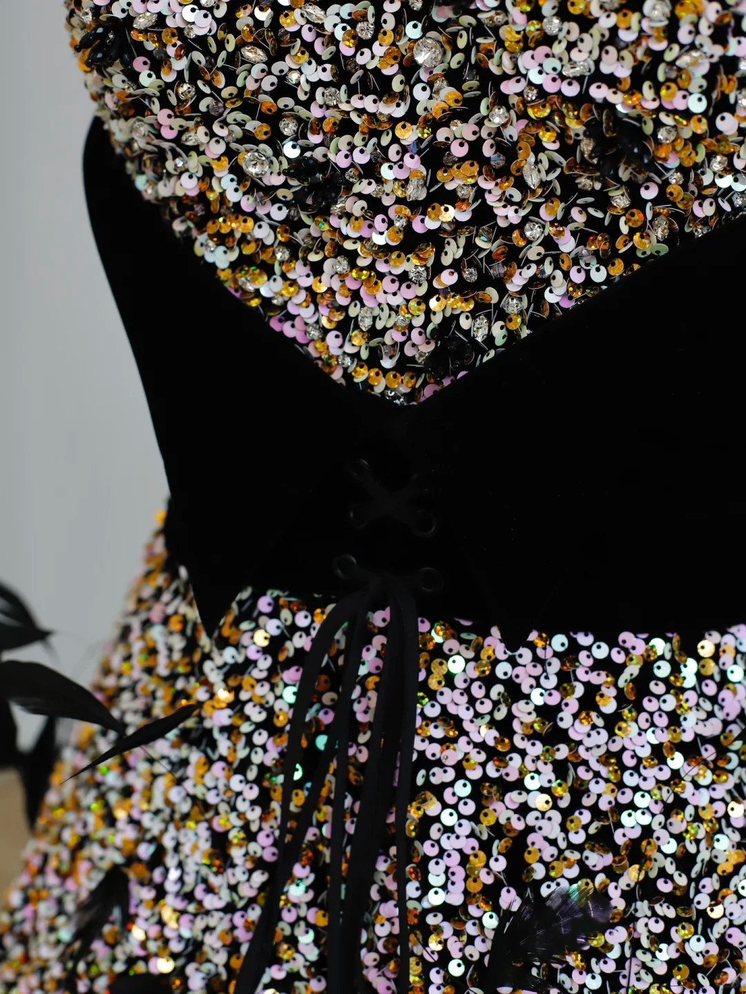 Robe de bal élégante et glamour, sans bretelles, noire, à paillettes, longue, robe de soirée, DP1578