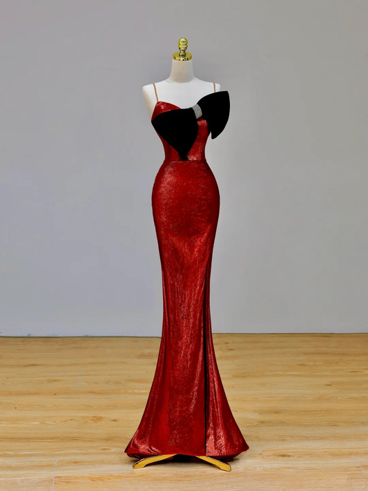 Gorgeous Mermaid Spaghetti Straps Red Long Prom Dress Party Dress Graduation Dresses DP1580