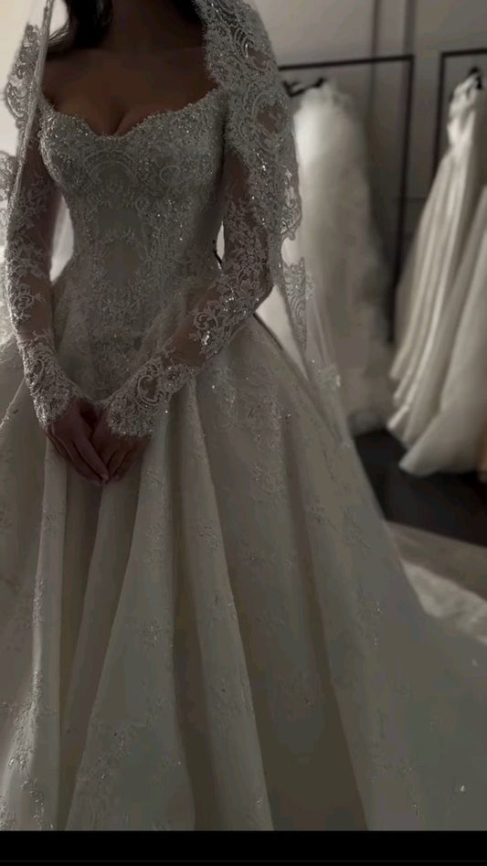 Elegant Bridal Dress Ball Gown Off The Shoulder White Lace Wedding Dresses Minimalist Bridal Gowns DP1620