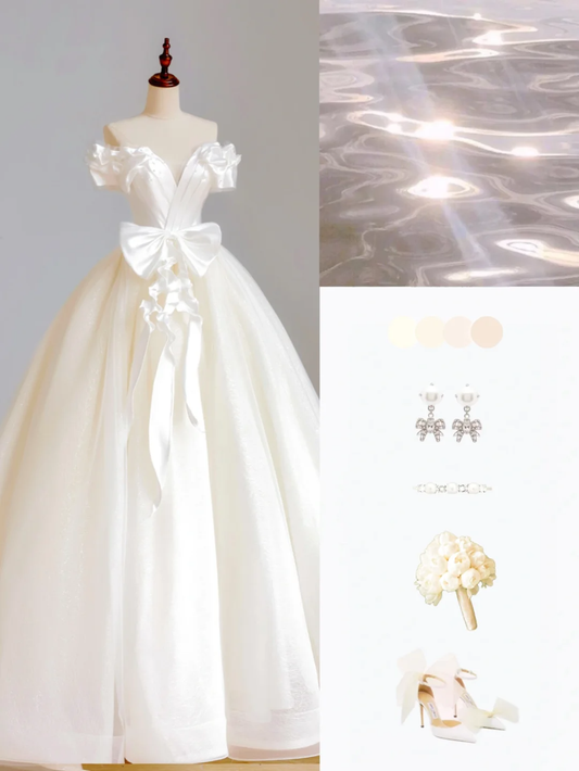 Ethereal Brautkleid Ballkleid Off The Shoulder Tüll Weiß Brautkleider Brautkleider DP1637